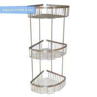 Полочка  угловая овальная тройная 22 см решетка  под МЕДЬ